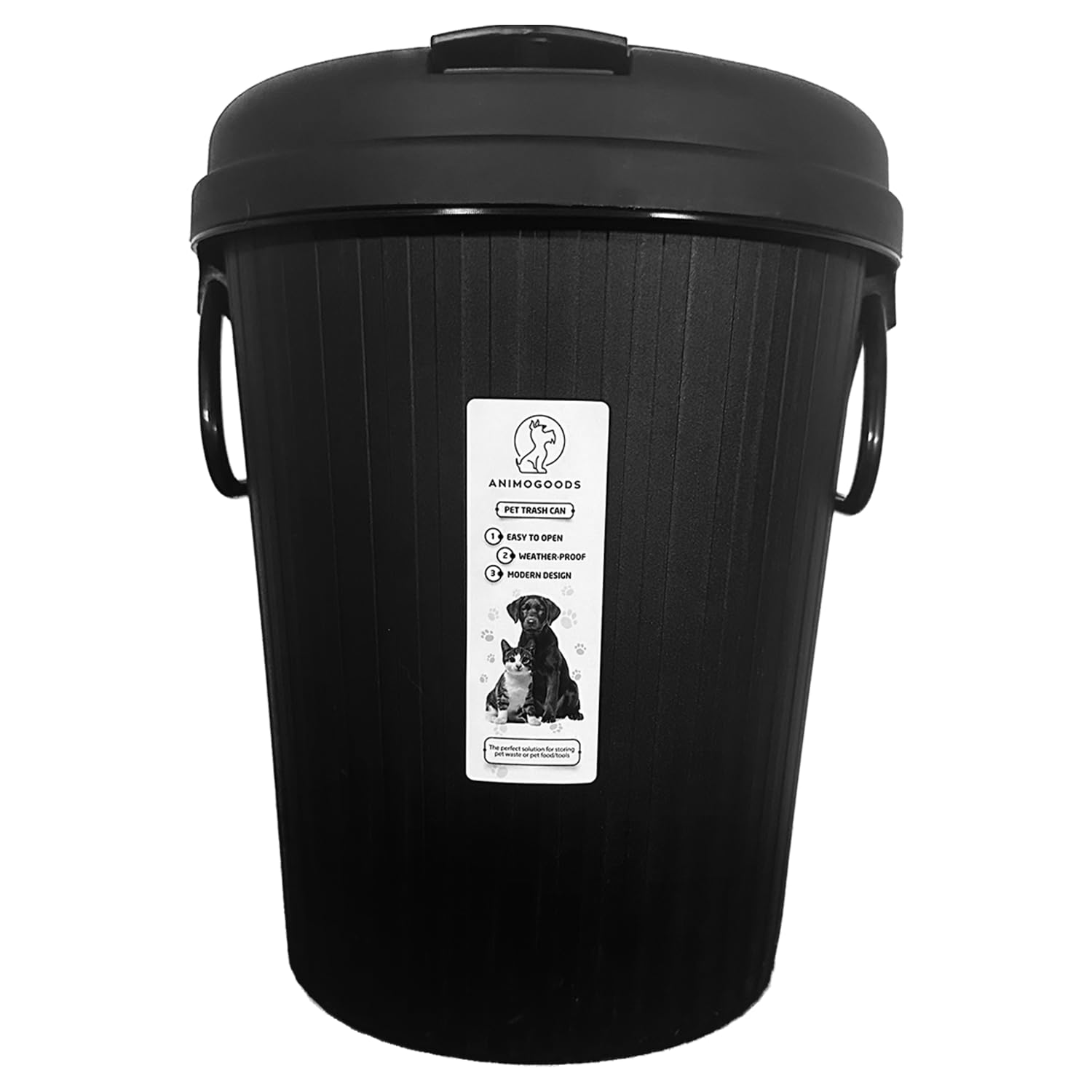 AnimoGoods Outdoor Dog Poop Trash Can - Small Outdoor Trash Can with lid for Dog/Cat Poop - Cat Litter Trash Can