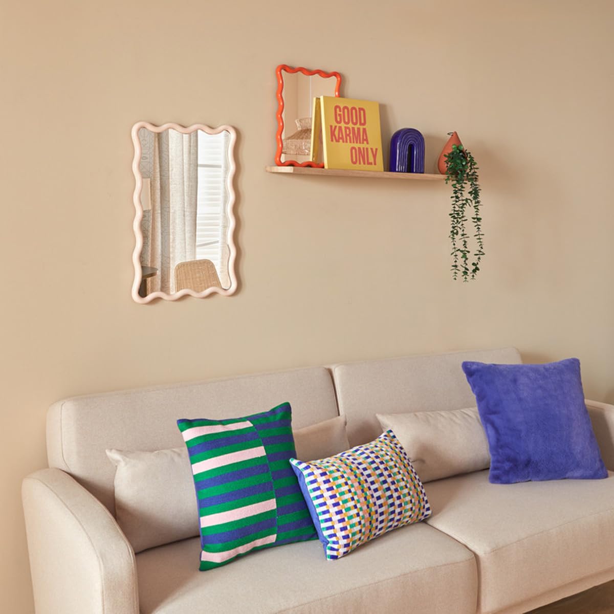 ATMOSPHERA CREATEUR D'INTERIEUR - Specchio a onda beige judy 60x38cm