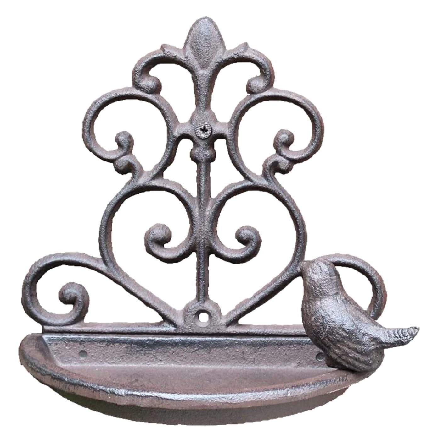 Ptaków Ogrodowych Rustykalny Żeliwny Karmnik Dla Ptaków Farm Home Garden Ścienny Metalowy Ptak Figurka House Accents Karmnik