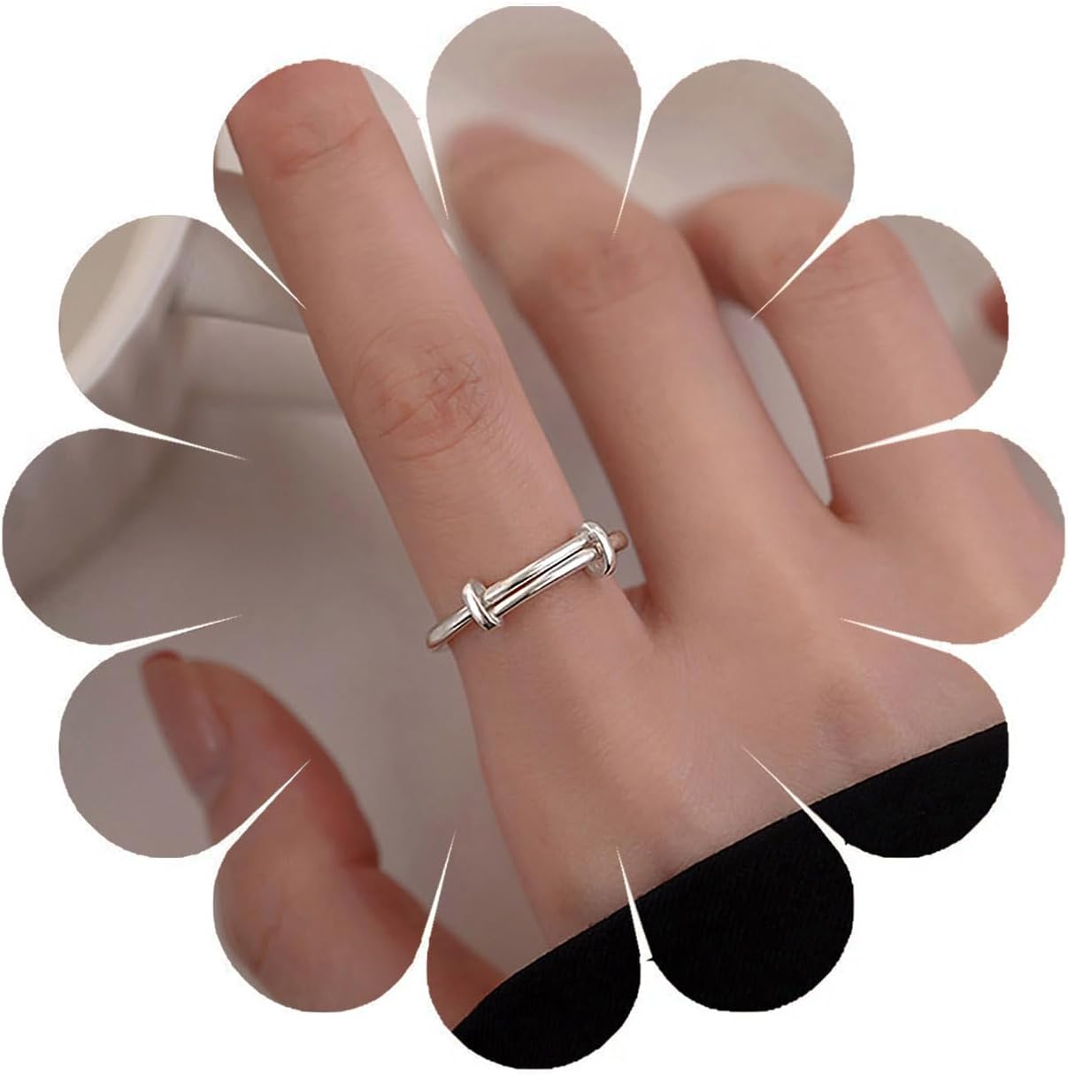 Boho Knot Ring Knot Knuckle Ring Silver Knot Stacking Ring Minimal Finger Ring Vintage Adjustable Ring Jewelry for Women