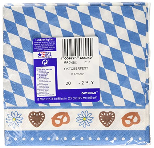 Amscan International Bayerische Servietten, 33 cm (Blau / Weiß)