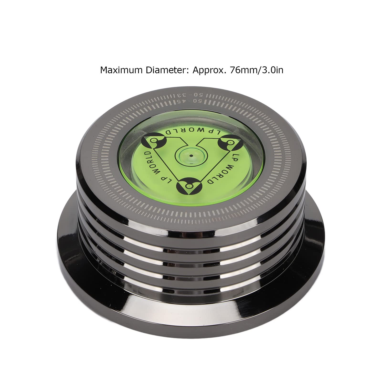 Poids de Disque en Métal, Stabilisateur de Disque de Platine, Stabilisateur de Disque en Aluminium, avec Niveau à Bulle, pour éliminer Les Vibrations, pour Lecteurs de Disques Vinyles(Noir Clair)