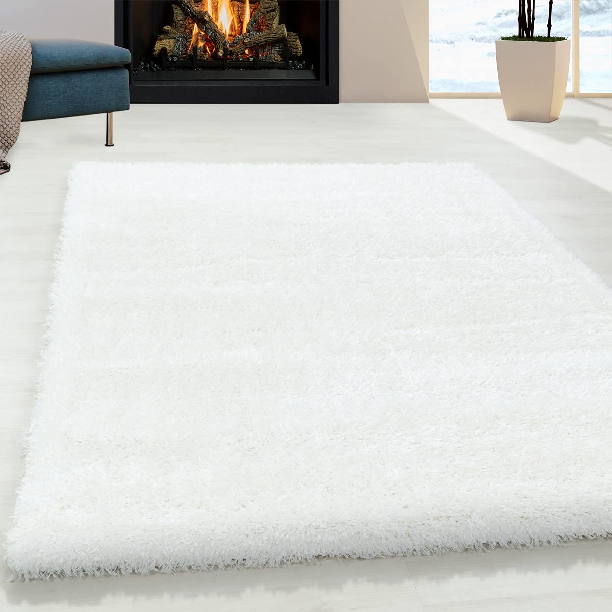 Tapis à poils longs Brilliant 4200 soft shaggy blanc 240 x 340 cm
