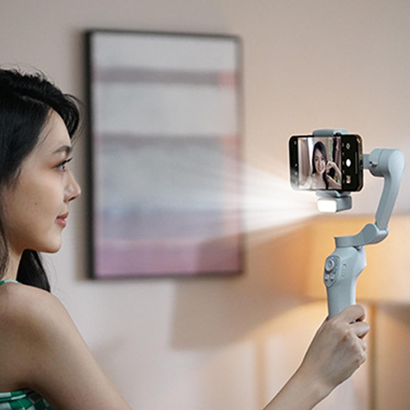 Kit de estabilizador de teléfono inteligente de mano, sin vibración, grabación de video plegable de 3 ejes con módulo de seguimiento automático de rostro AI para vloggers,