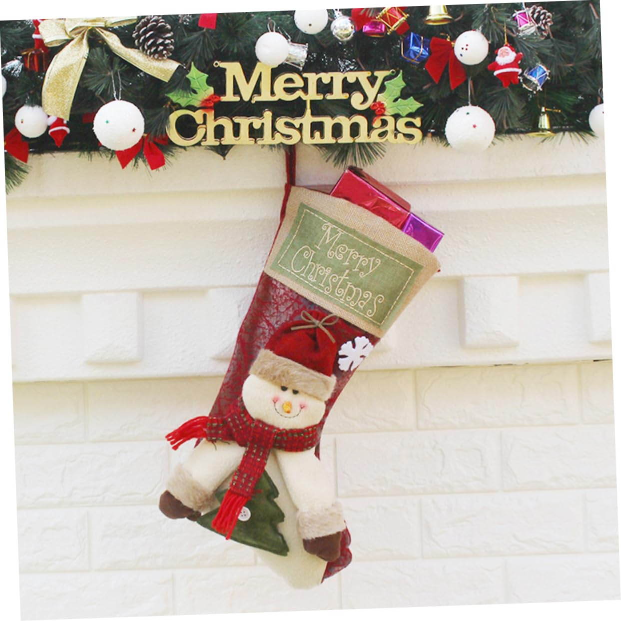 Cabilock 3pezzi Calza della Befana Regalo di Natale Calzino per Caramelle di Natale Creativo Sacchetto Appeso Forniture Natalizie per Decorazioni Casa e Feste Regali per Amici e Ragazzo
