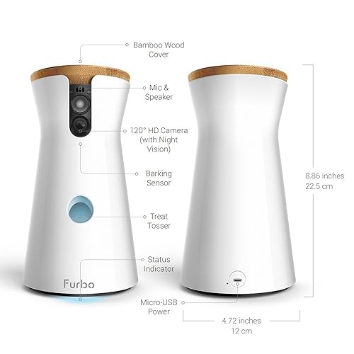 Miniatura 2 de Furbo Cámara para perros (paquete de 2): lanzamiento de golosinas, cámara WiFi Full HD para mascotas y audio de 2 vías, diseñada para perros,