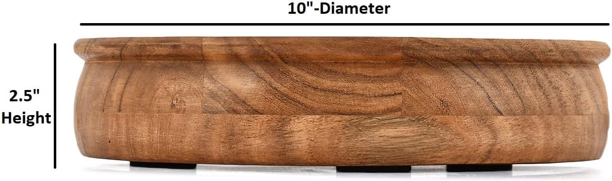 Kimona Salad Bowl Acacia Wood Serving Bowl for Salads, Fruits & Pasta – Natural Rustic Kitchenware for Everyday Use or Entertaining (10" x 10" x 2.5")