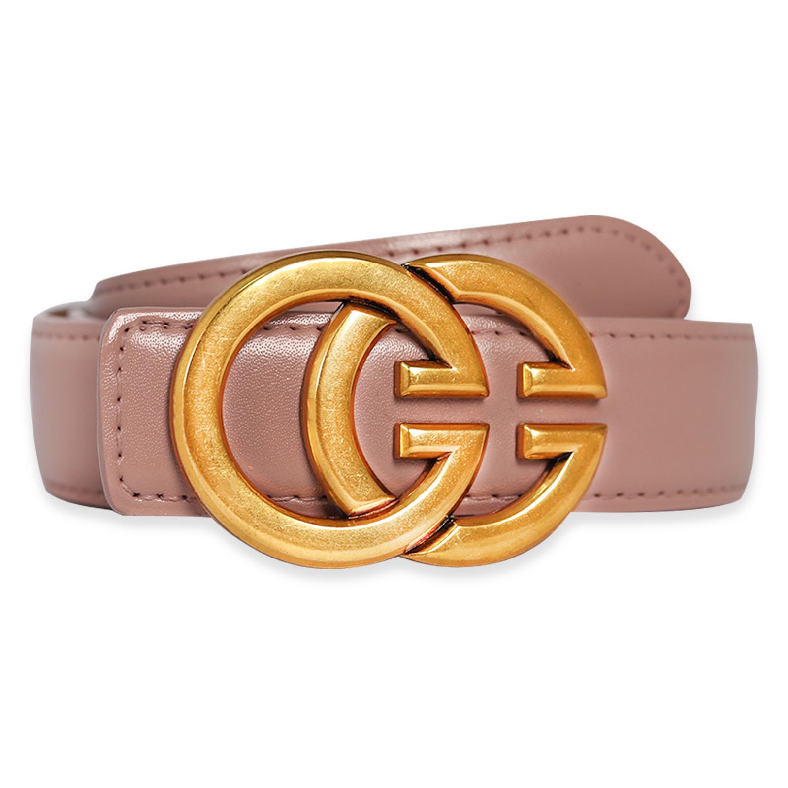 Women's Fashion Classic Metal Buckle Leather Belt with Jeans Dress