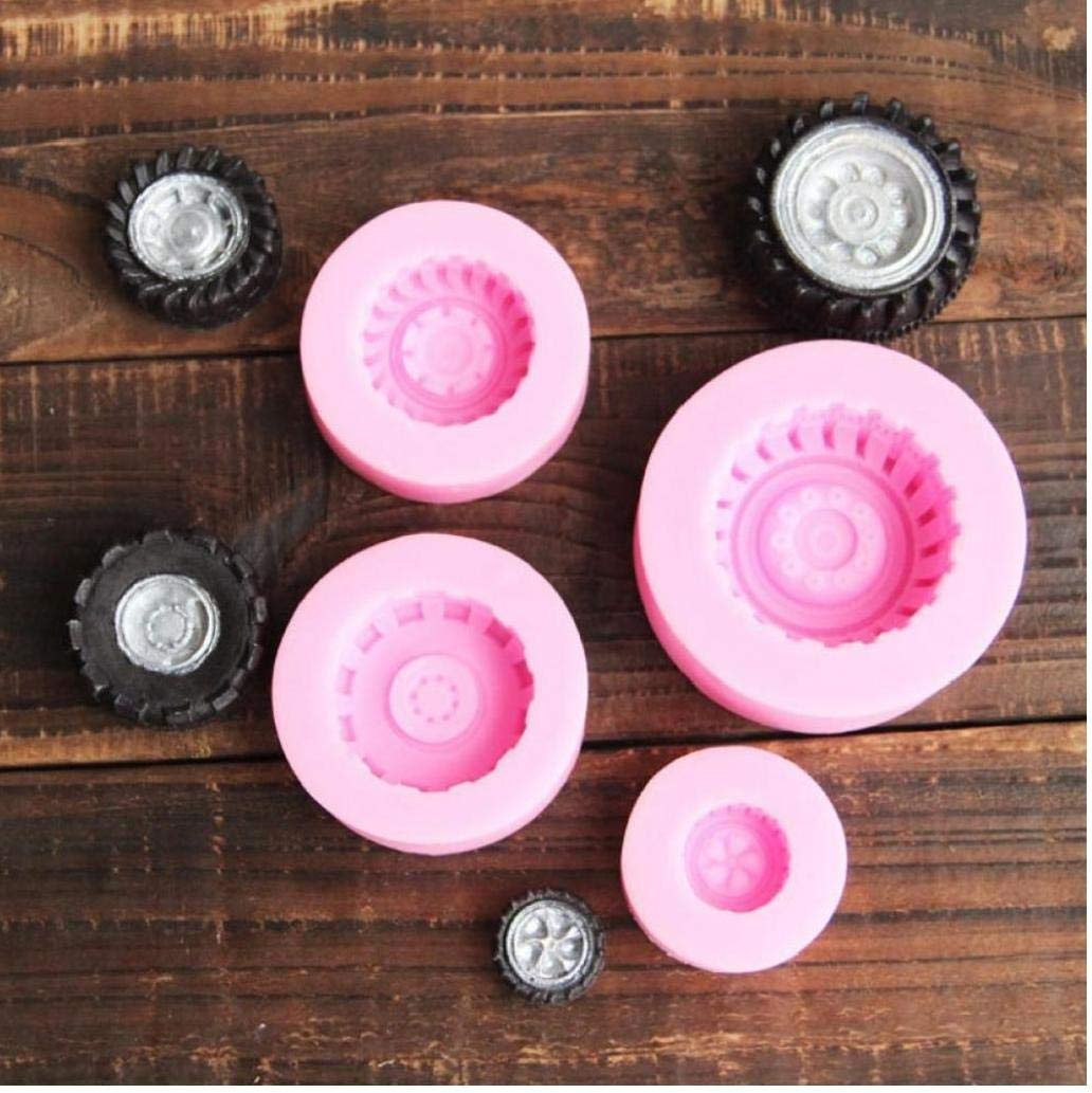 Silicone Tires Wheel Fondant Cake Molds Chocolate Cookies Bakeware Mould Home Kitchen Baking Tools 4pcs Romdom Color