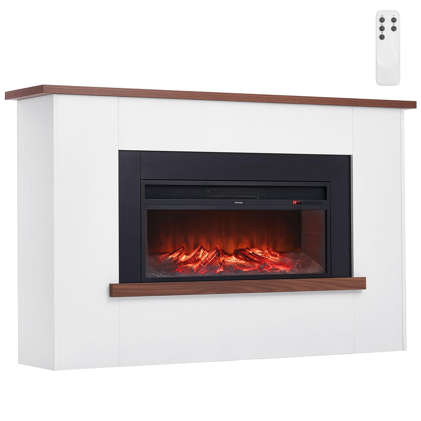 VEVOR 65.5 inch Freestanding Fireplaces, 1500W 5120BTU Fake Electric Fireplace Stove Heater with Mantel, Overheating Protection, Adjustable Flames,