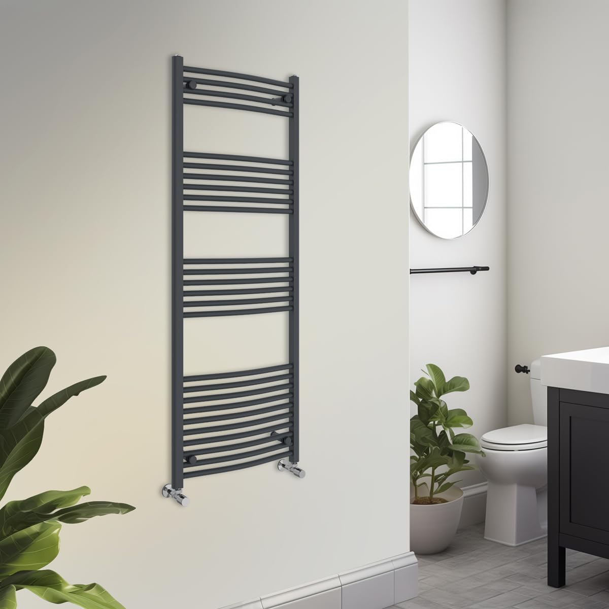 Warmehaus Towel Radiator 1600x600mm Grey Bathroom Towel Rail Curved