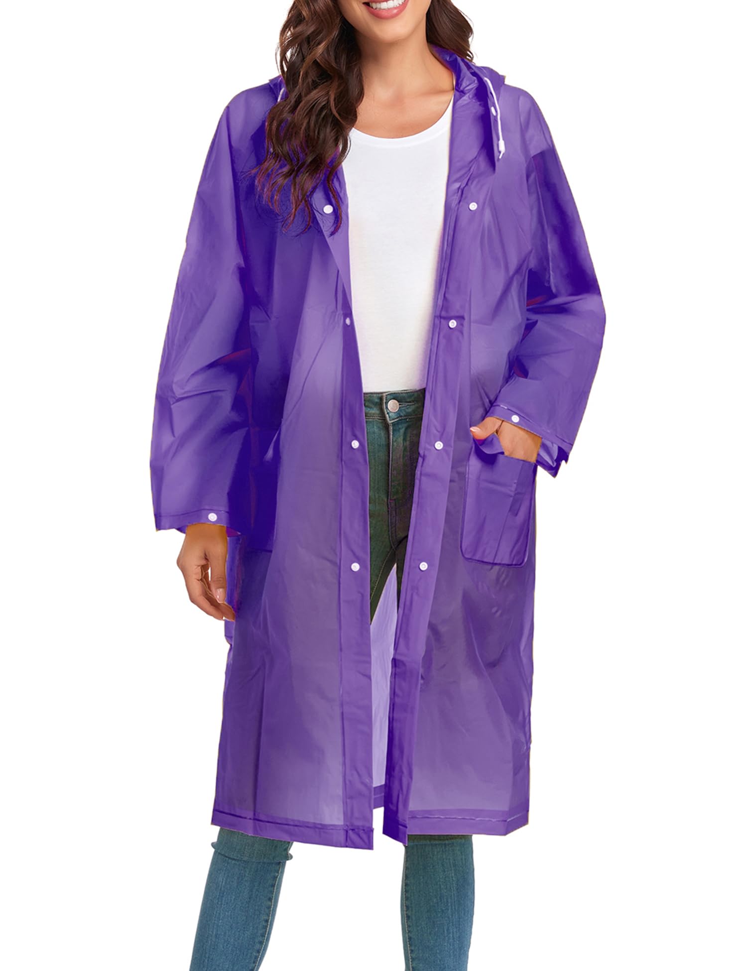 Raincoats for Women Men Reusable Portable Waterproof EVA Long Rain Ponchos with Hoods