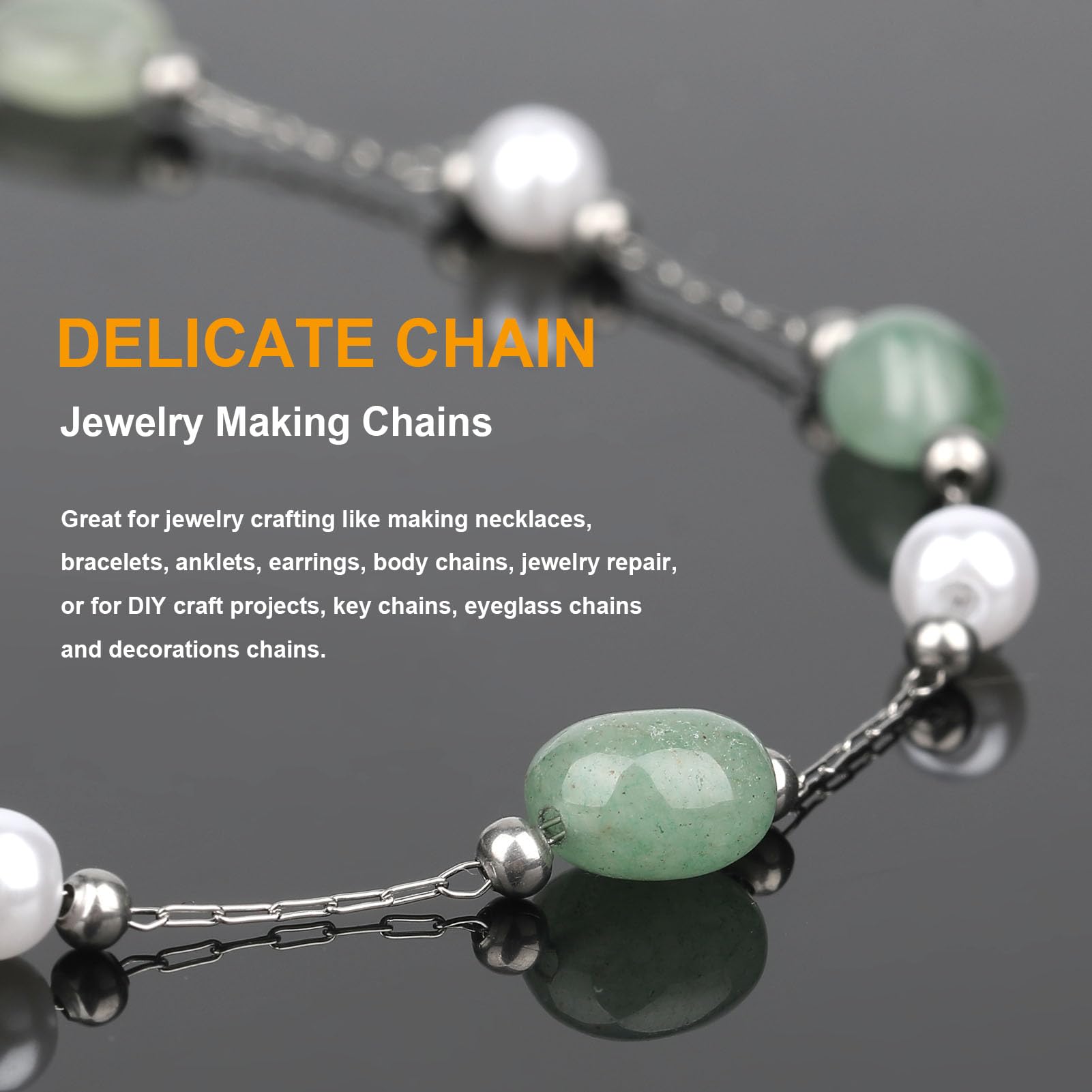 KYUNHOO 13 piedi catene in acciaio inossidabile Bulk Pearl Beaded Chain Jewelry