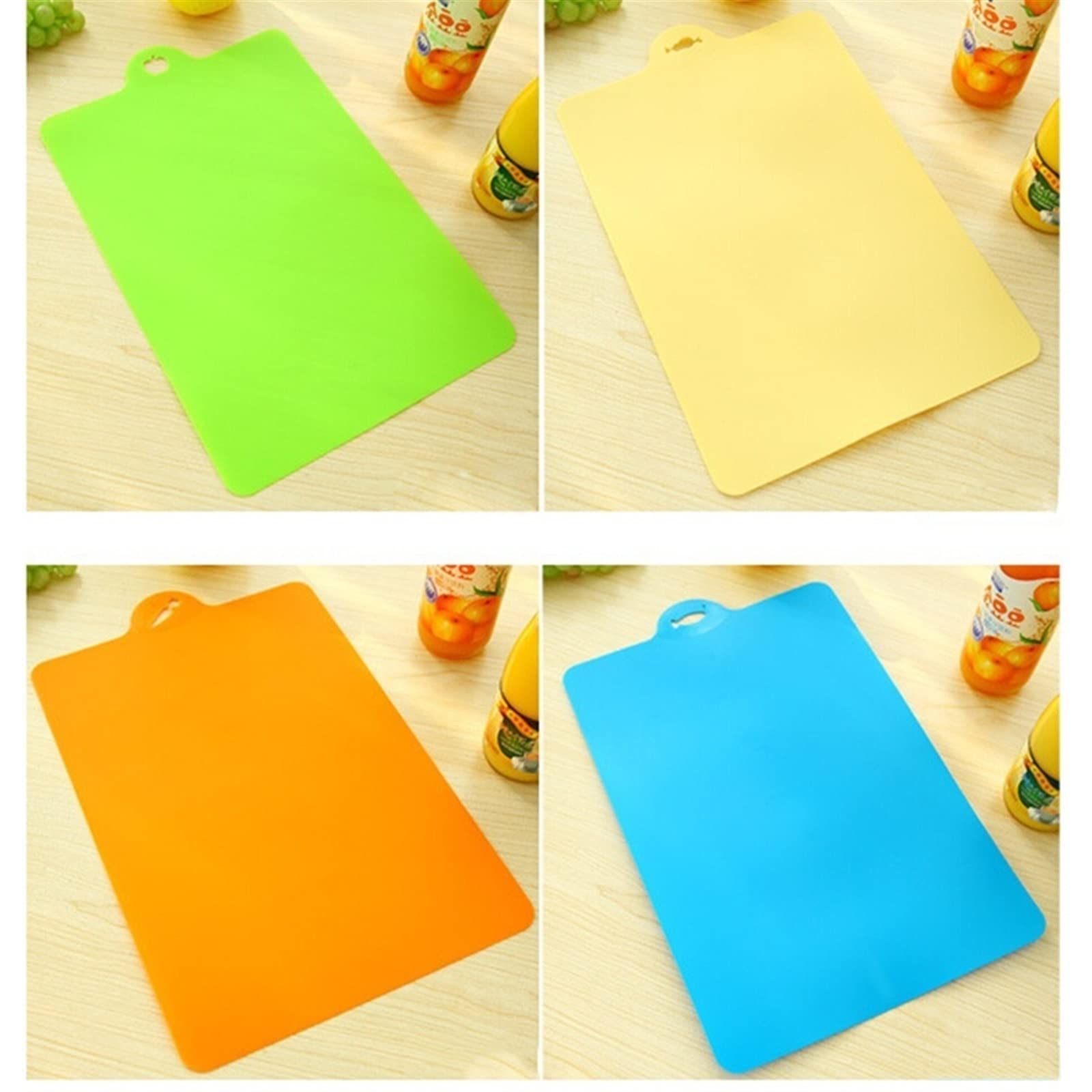 Tabla de cortar para cocina, herramientas de cocina, plástico PP flexible, antideslizante, agujero para colgar, bloque de corte de rebanadas de alimentos (verde)