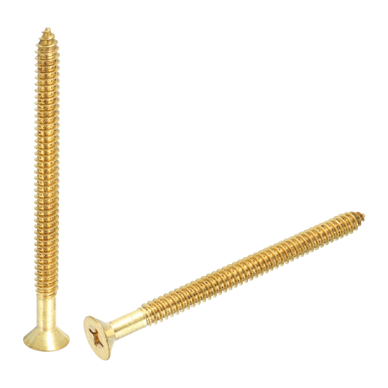 sourcing map Brass Phillips Wood Screws M8x110mm,Gold Tone,2Pcs