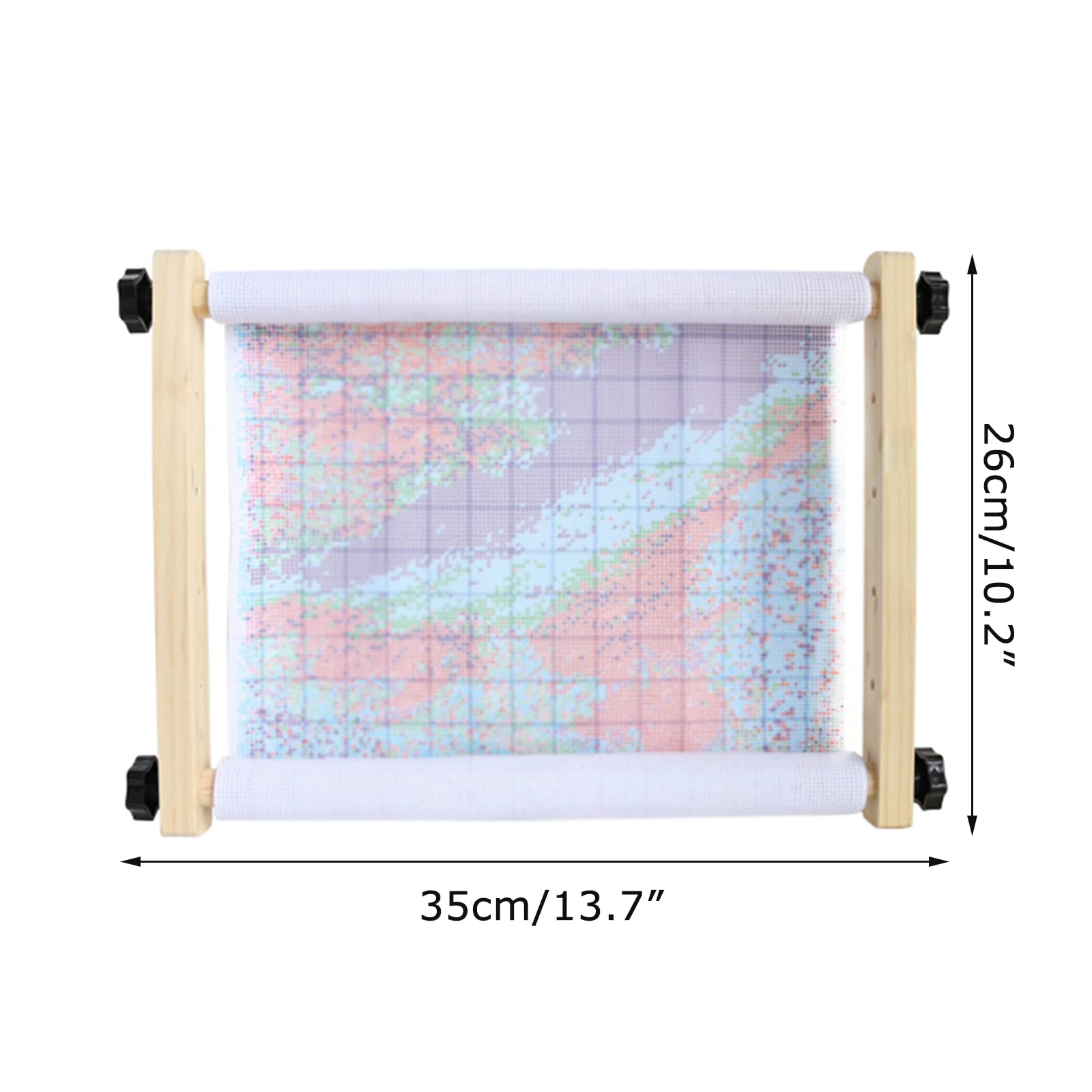 Bastidor de Bordado de Punto de Cruz de Mano, Madera Maciza Ajustable 35 cm, diseño de cinturón de Tela de Tarjeta, Conveniente y rápido, Soporte
