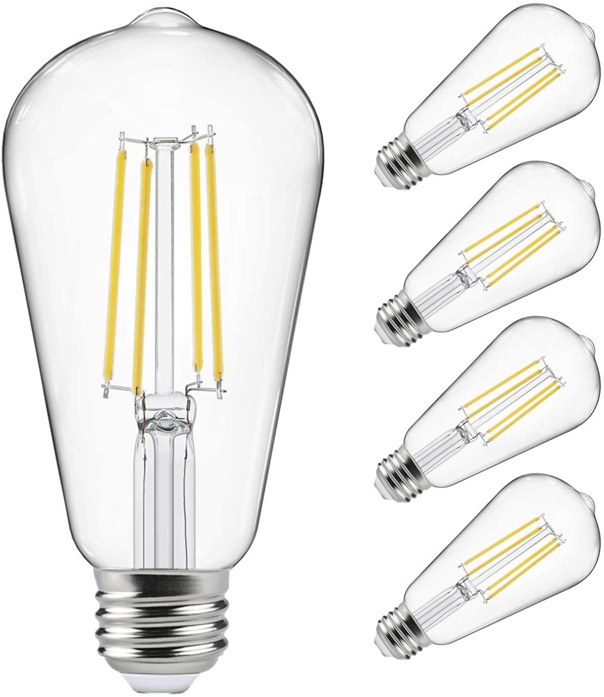 LED 4 Watt Filament ST64 1 Unit Warm White Colored Light Bulbs, E26 Base Lightbulb – Energy Saving - Lasts for 25000 Hours Heavy Duty Glass