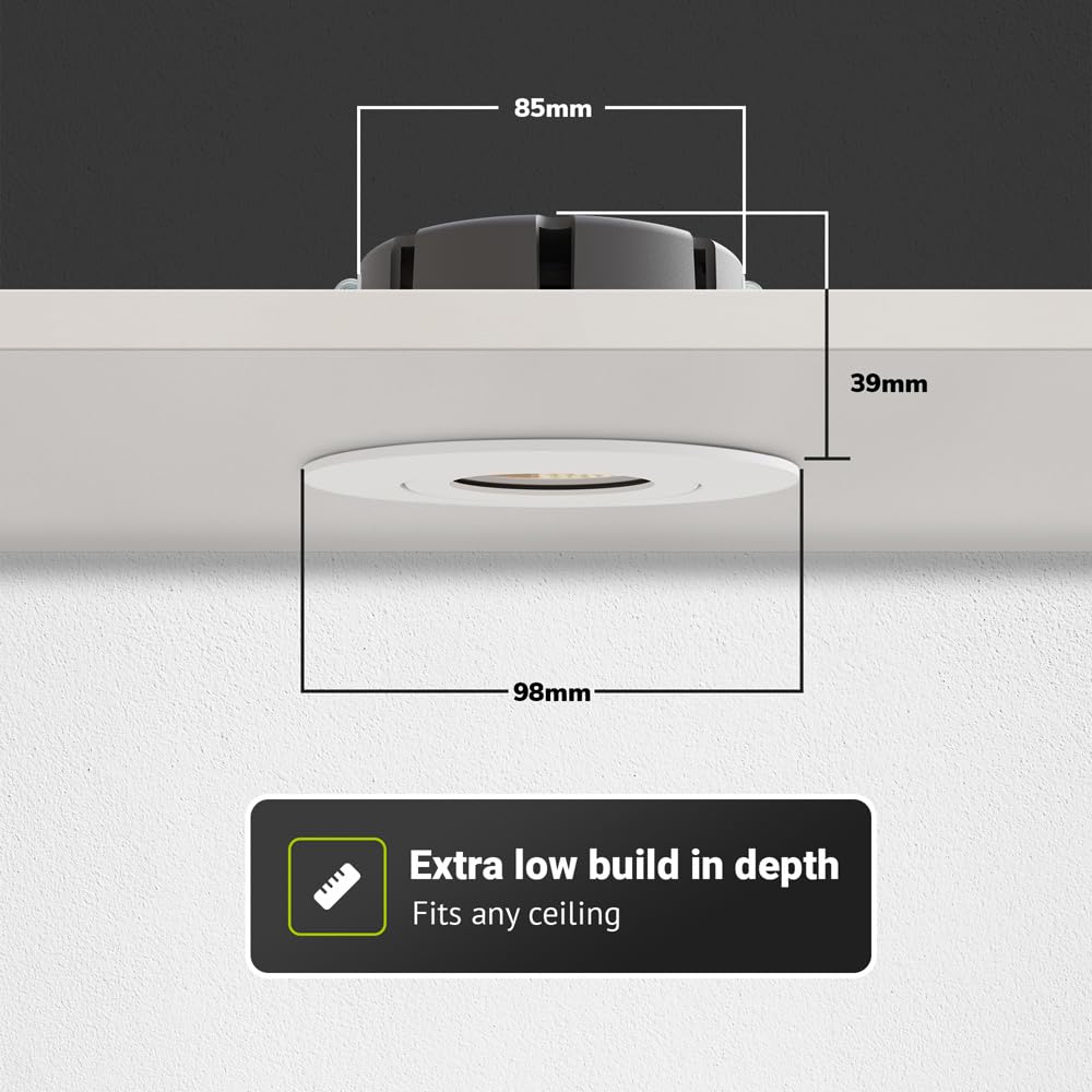 HOFTRONIC - 6er LED Einbaustrahler 360° Schwenkbar IP65 Wasserdicht Dimmbar 2700K Extra Warmweiß Deckenspot 3x8W 3x570LM Deckenstrahler Weiß 230V 40.000 Brennstuden für innen und außen und bad