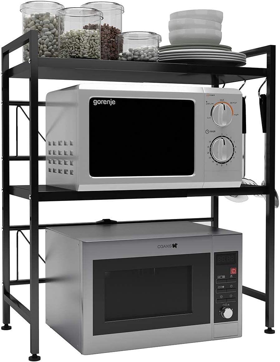 GOTOTOP Étagère De Rangement Bois Pour Four Micro-Ondes 57 Cm Blanc - Support 2 Niveaux