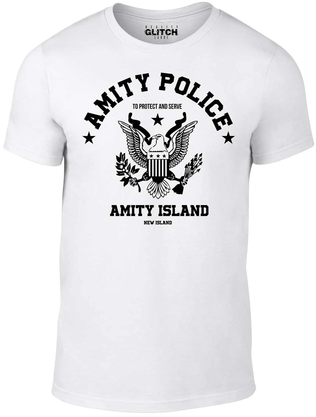 Reality Glitch Men's White Amity Police T-Shirt