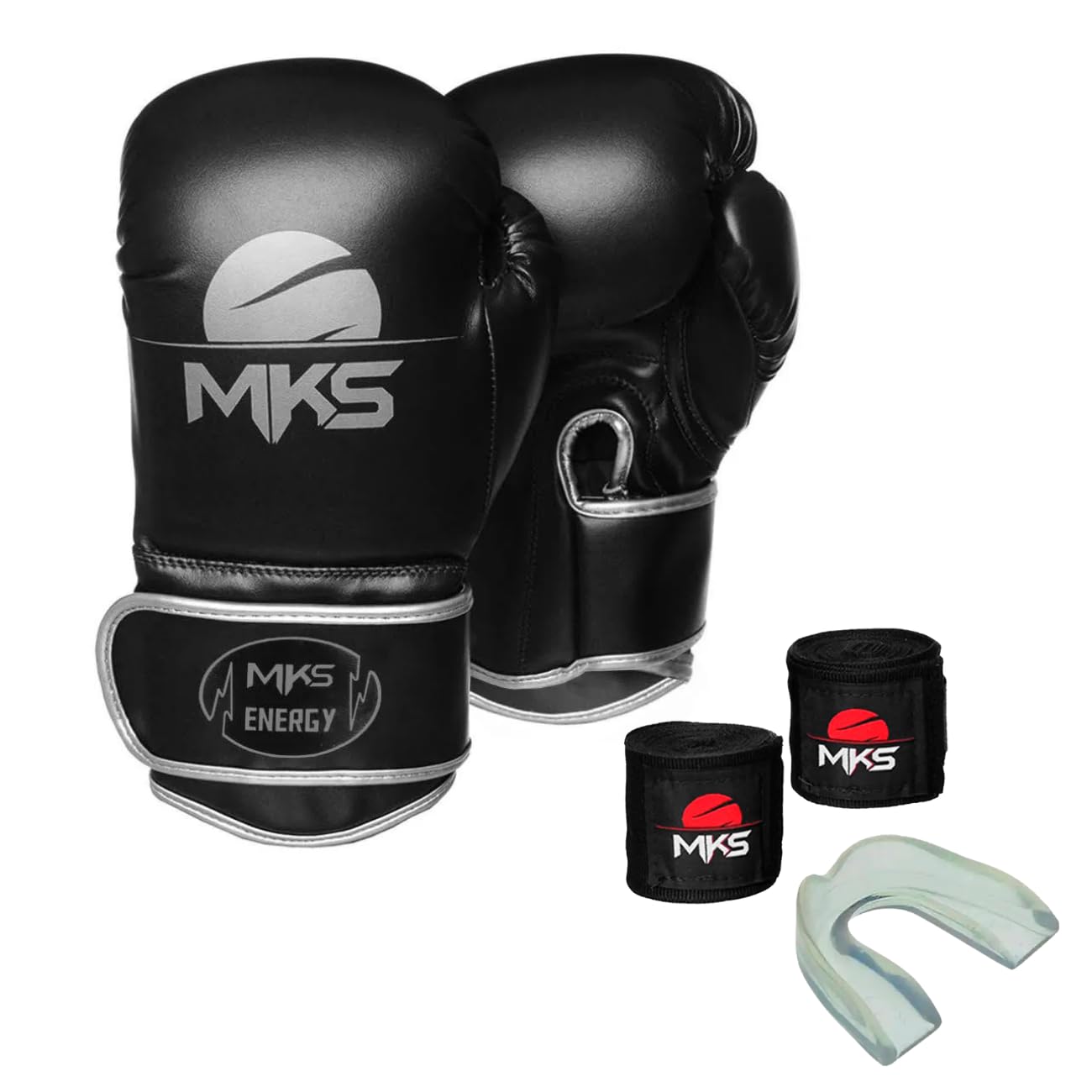 Kit Luva Boxe Muay Thai Mks Energy + Bandagem + Protetor Bucal