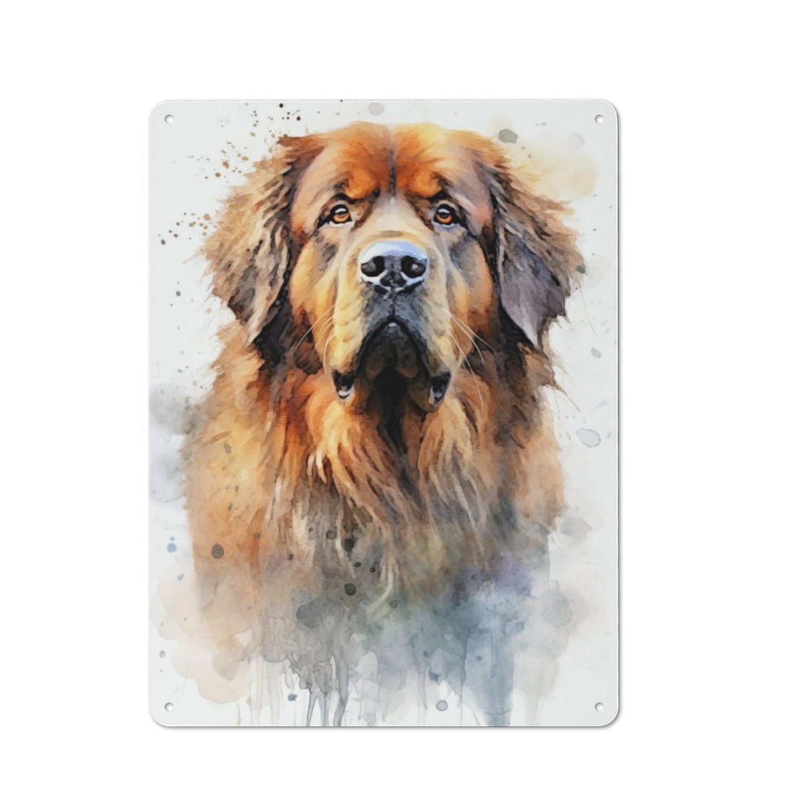 Junmoney Tibetan Mastiff Watercolor Retro Metal Wall Sign 40X30cm With For Bar Or Restaurant, A Housewarming Gift For Hospitality Decor Collectors