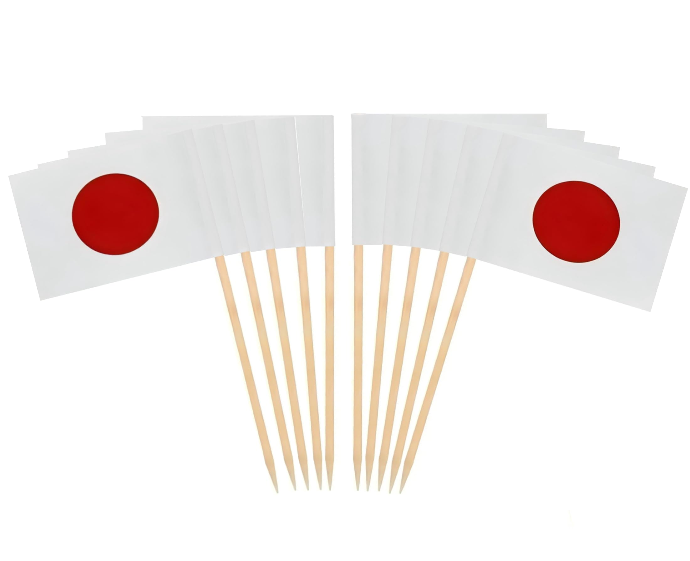 JAVD 100 Pcs Japan Toothpick Flags, 1.38in×1in, Wood, Paper, Cupcake Toppers, Birthday, Wedding, Red and White