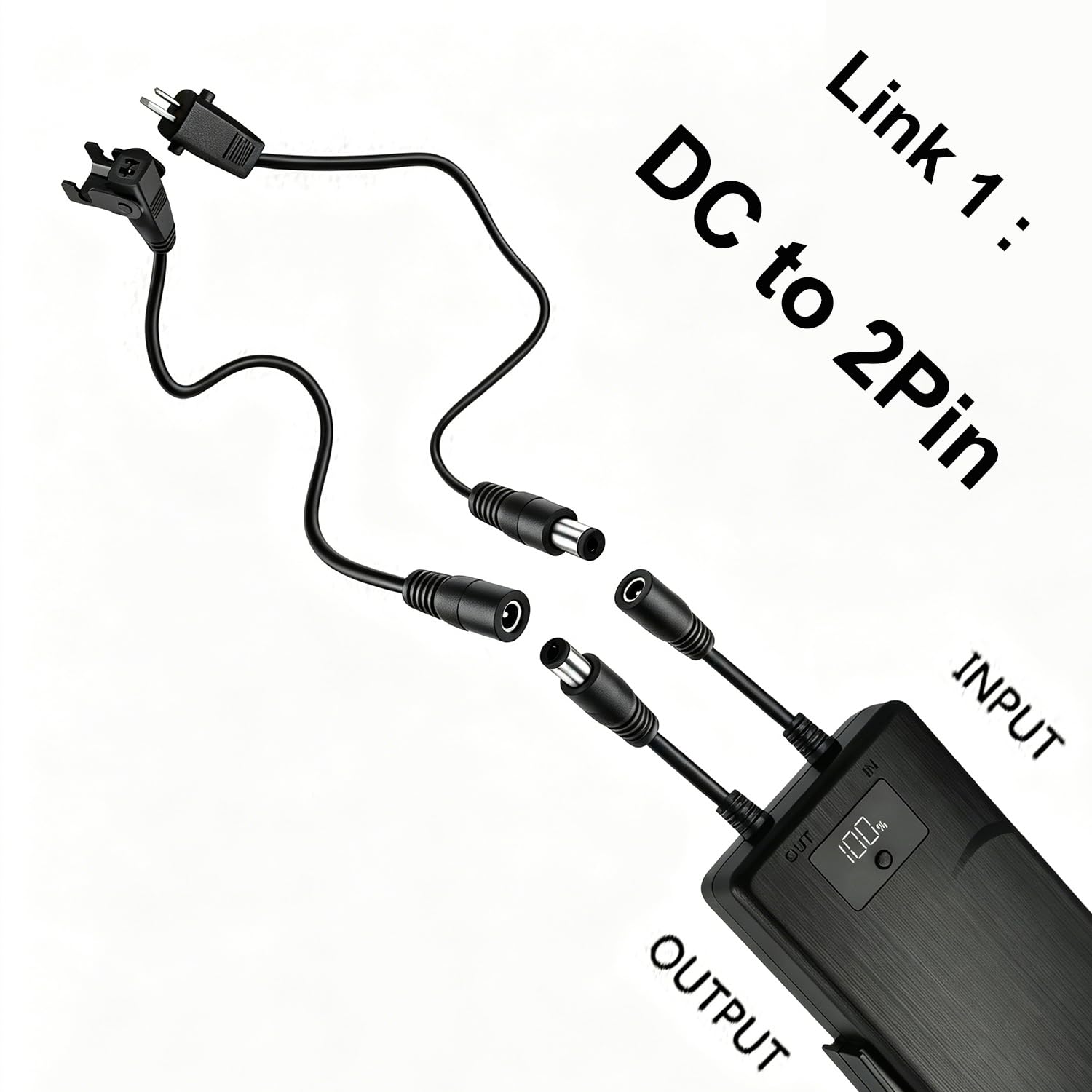 Câble D'extension DC-Connecteurs Mâles et Femelles de 2.1mm x 5.5mm pour Adaptateur d'alimentation pour Elévateur Electrique 29V 2A-Câble de Transformateur Plat DC-Convertisseur