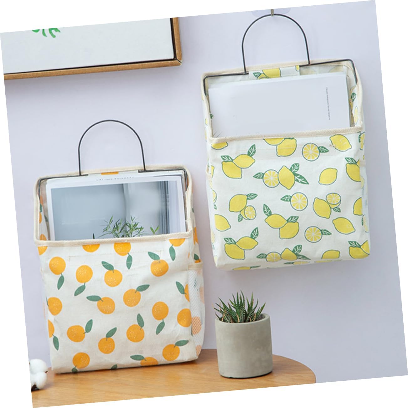 PRETYZOOM Wall Hanging Organizer Storage Bag with Multi-Compartment Fabric Pouch for Bedroom Bathroom Door Hanging Space Saver 10.62X9.05X3.93 Inch