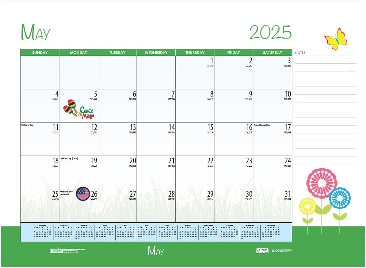 2025 House of Doolittle Seasonal Holiday Depictions 18.5-inch x 13-inch Monthly Desk Pad Calendar (1396-25)