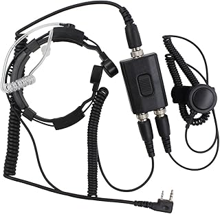 KENMAXÂ® Military Police Equipment Throat Mic Air Tube PTT Headset for Walkie Talkie Two Way Radio Baofeng BF-F8HP GT-3 BF-F9V2+ UV-6R UV-5X GT-1 Wouxun KG-UV8D KG-UV6D KG-UV899