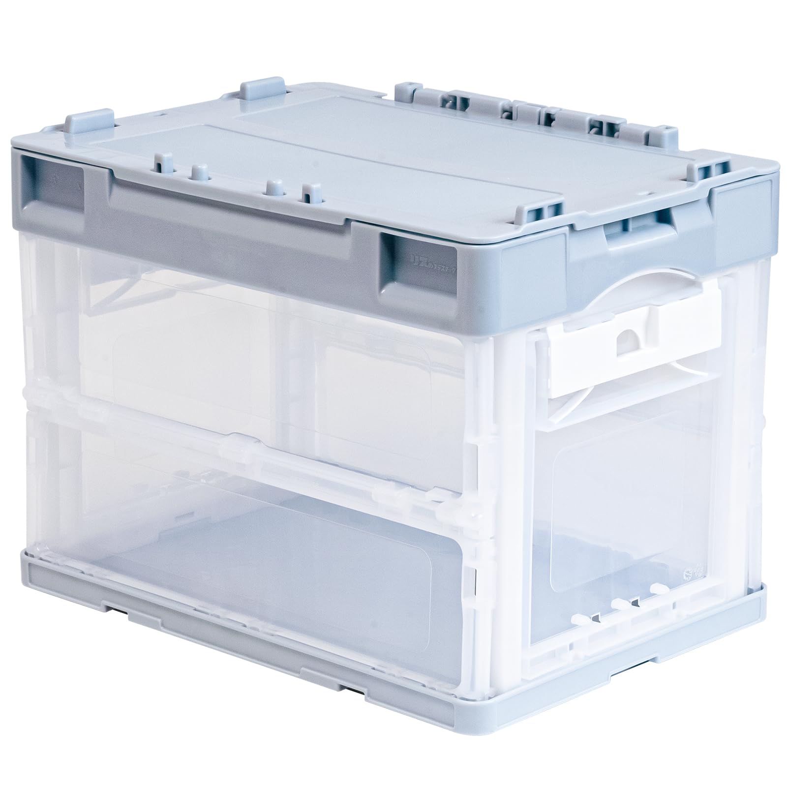 リス　折りたたみコンテナ4点セット　フロントオープン　ライトブルー　収納ボックス リス 折りたたみコンテナ4点セット フロントオープン ライト