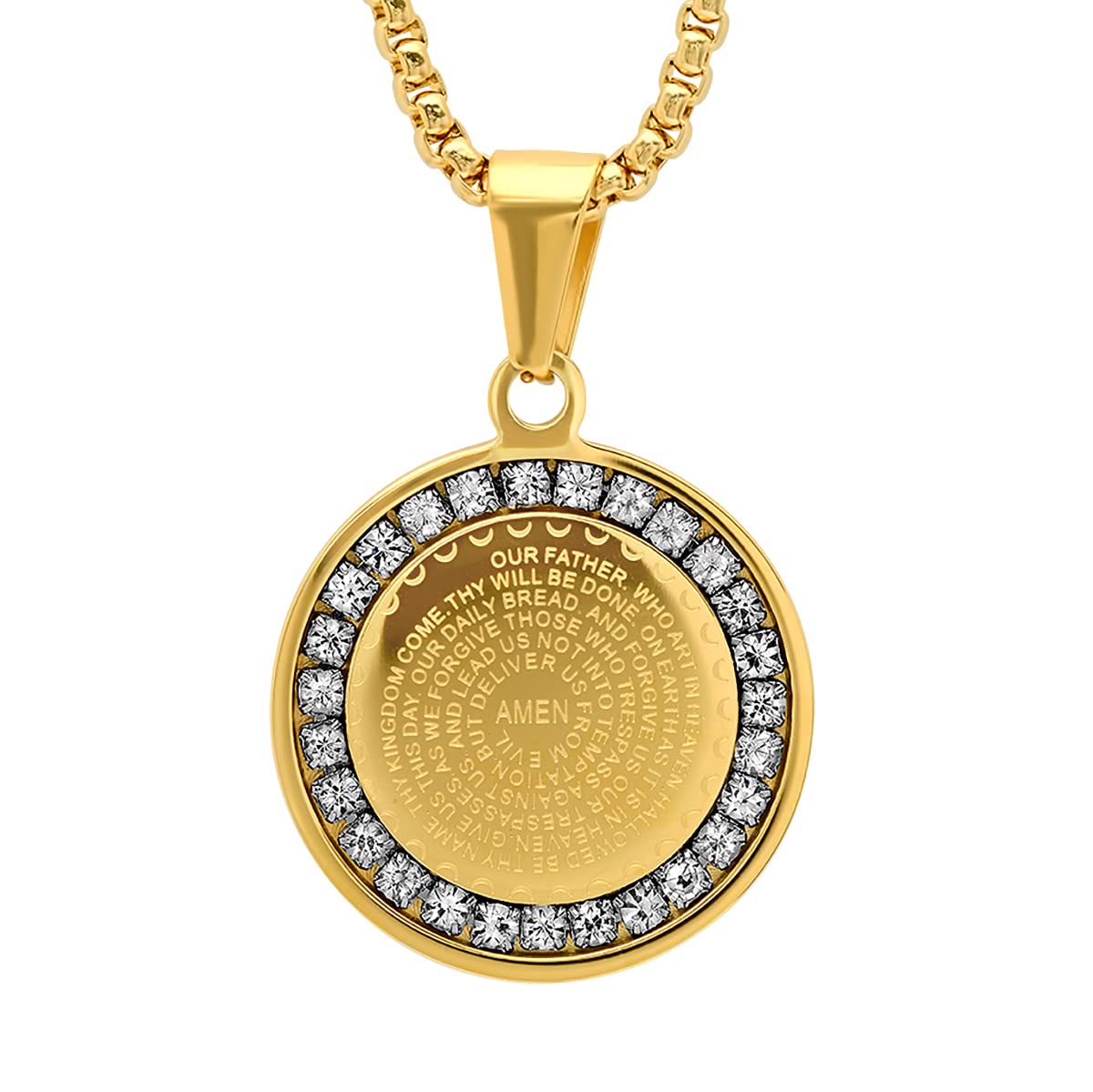 Steeltime 18K Gold Plated Stainless Steel 'Lords Prayer' Reversable Necklace