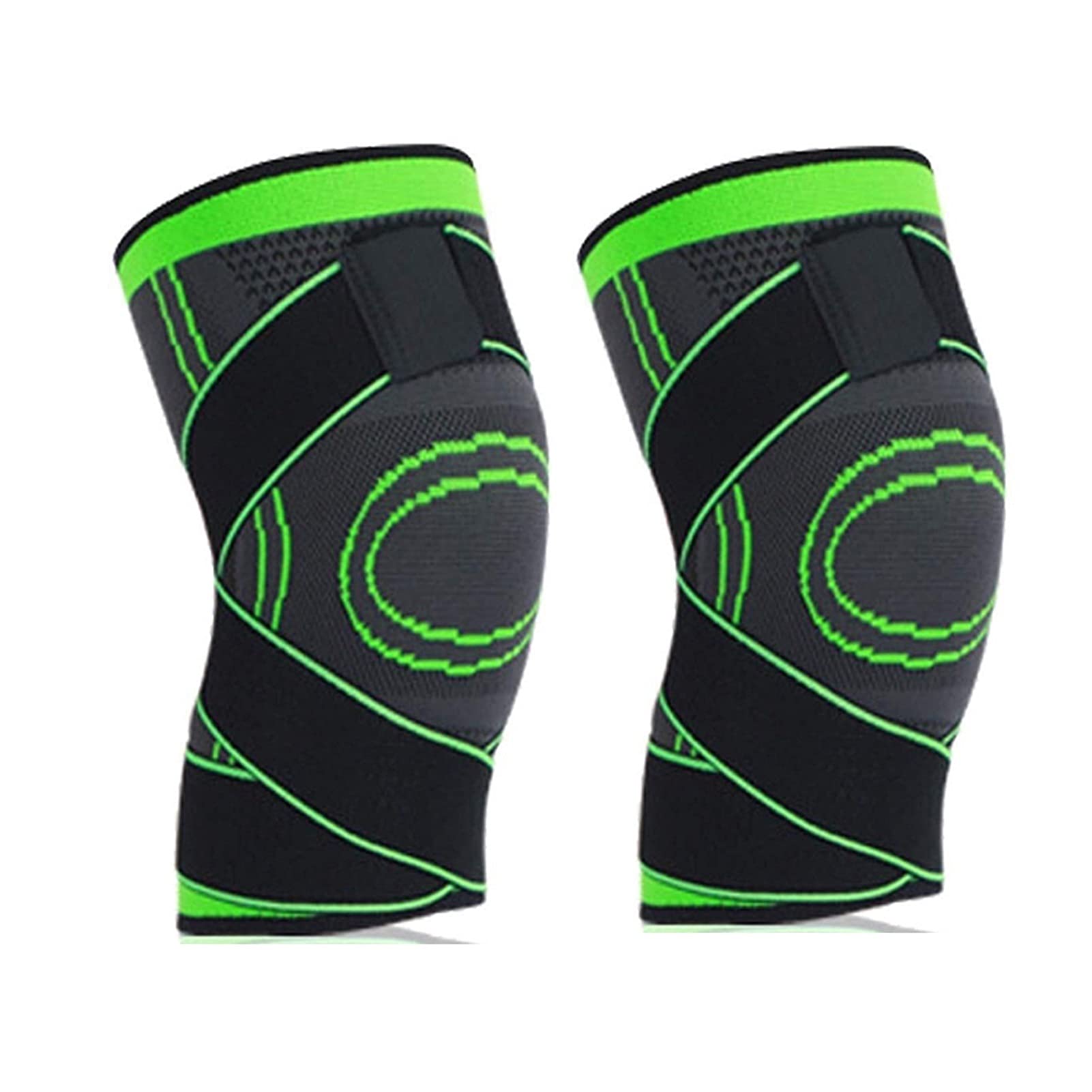 Attelle de genou avec sangle réglable verte pour sport de force et exercices en lot de 2