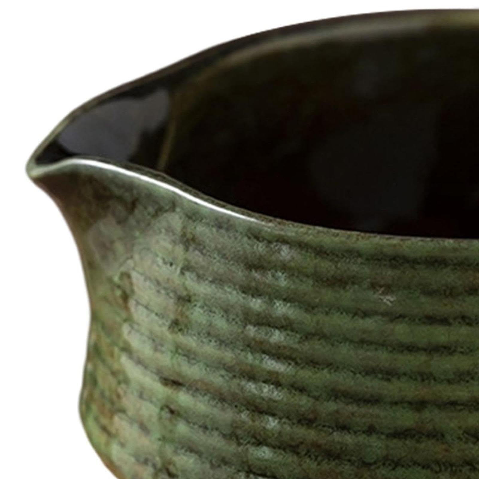 Matcha Cuenco Japonés Cerámica Tradicional Cuenco con Boquilla Artesanal para Servicio Té Verde Apto para Regalo Ceremoniar Té Hogar Oficina, Verde, Individual