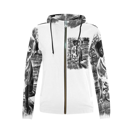 InterestPrint Abstract Awesome Print Full Zip Hoodie Sweatshirt for Women