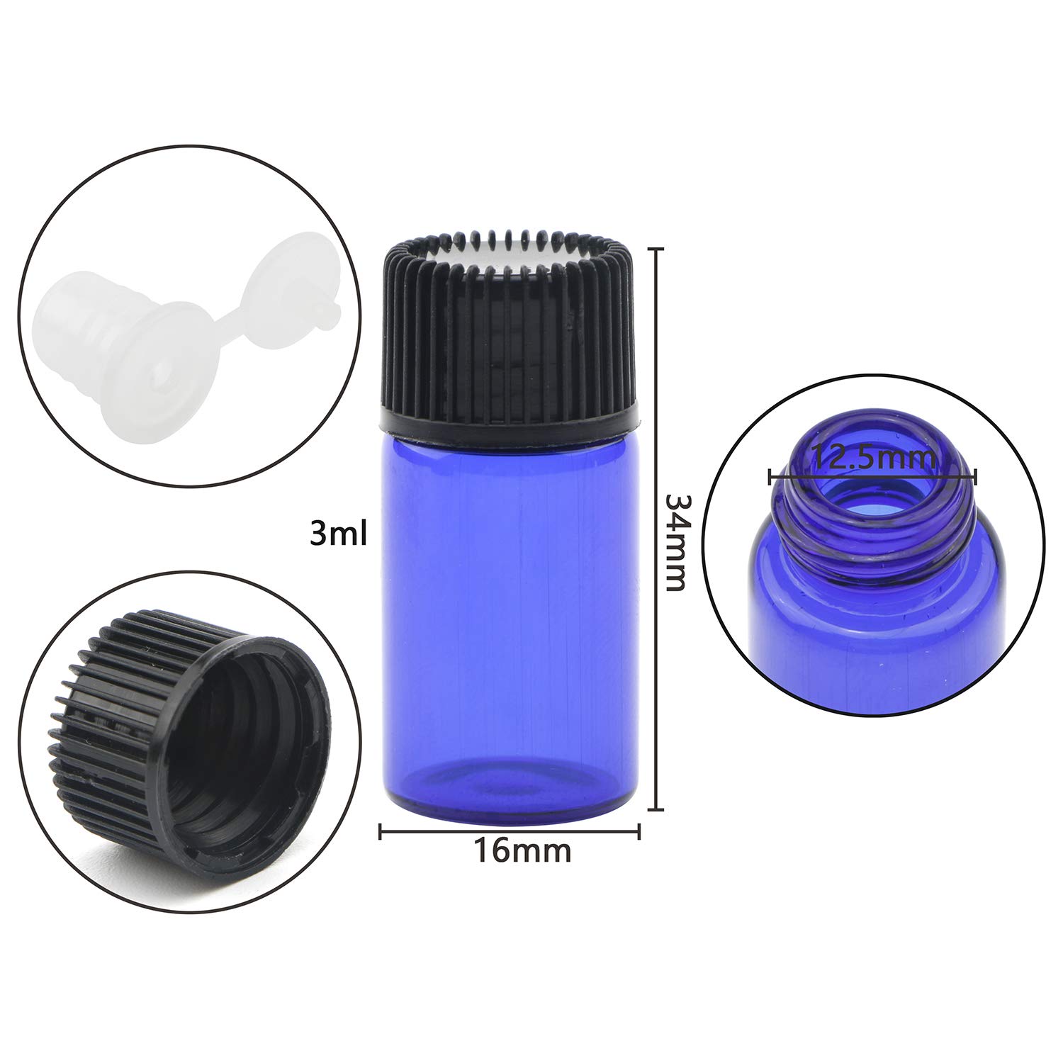 Unxuey Mini-Probenfläschchen – 7 Ml, Schwarzer Schraubverschluss, 16 Stück, Aus Glas, Für Proben, Öle & Chemikalien