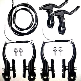 DISIWENE Complete V-Type Bike Brake Set, Front and Rear Bike MTB Brake Inner and Outer Cables and Lever Kit Includes Calipers Levers Cables