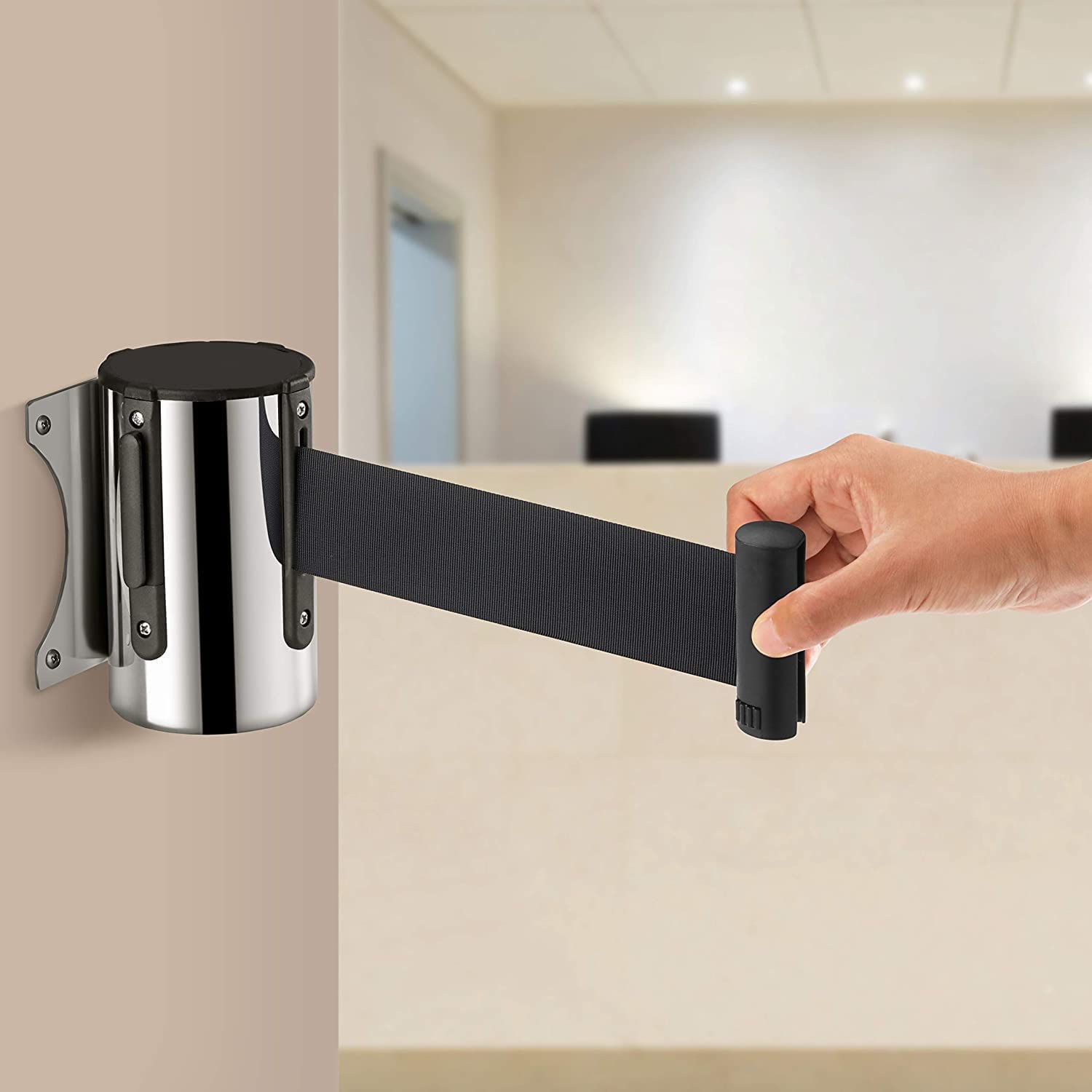 Aioneer Barrier Belt Retractable Belt Barrier, Crowd Control Belt Isolation Belt Used In Retail Stores, Airports, Banks For Museum, Factory, Cinema-3m