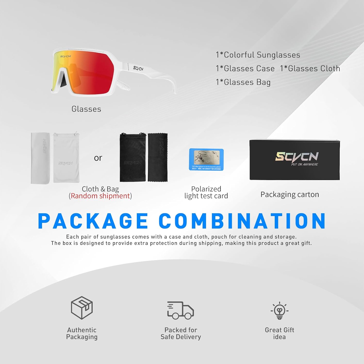 SCVCN Polarized Cycling Glasses Sport Sunglasses MTB BMX Men Women Running Driving Fishing Golf S61
