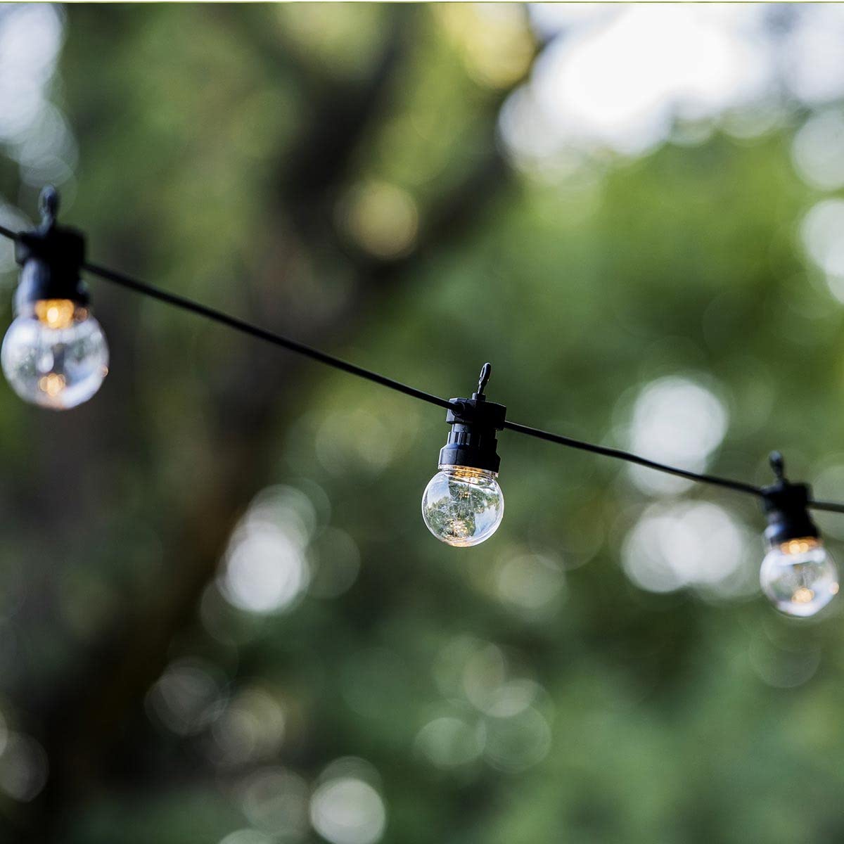 LUMI JARDIN 2 Stück Solar-Lichterkette, 10 Kugeln, transparent, LED, Warmweiß, Party, Solar, 5,9 m, 8 Modi