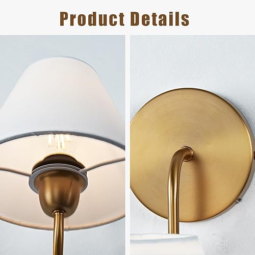 Miniatura 10 de Gleaming Elegance - Aplique de acero inoxidable frotado con aceite, latón antiguo, pantalla de lino blanco, sala de estar con luces de pared (negro