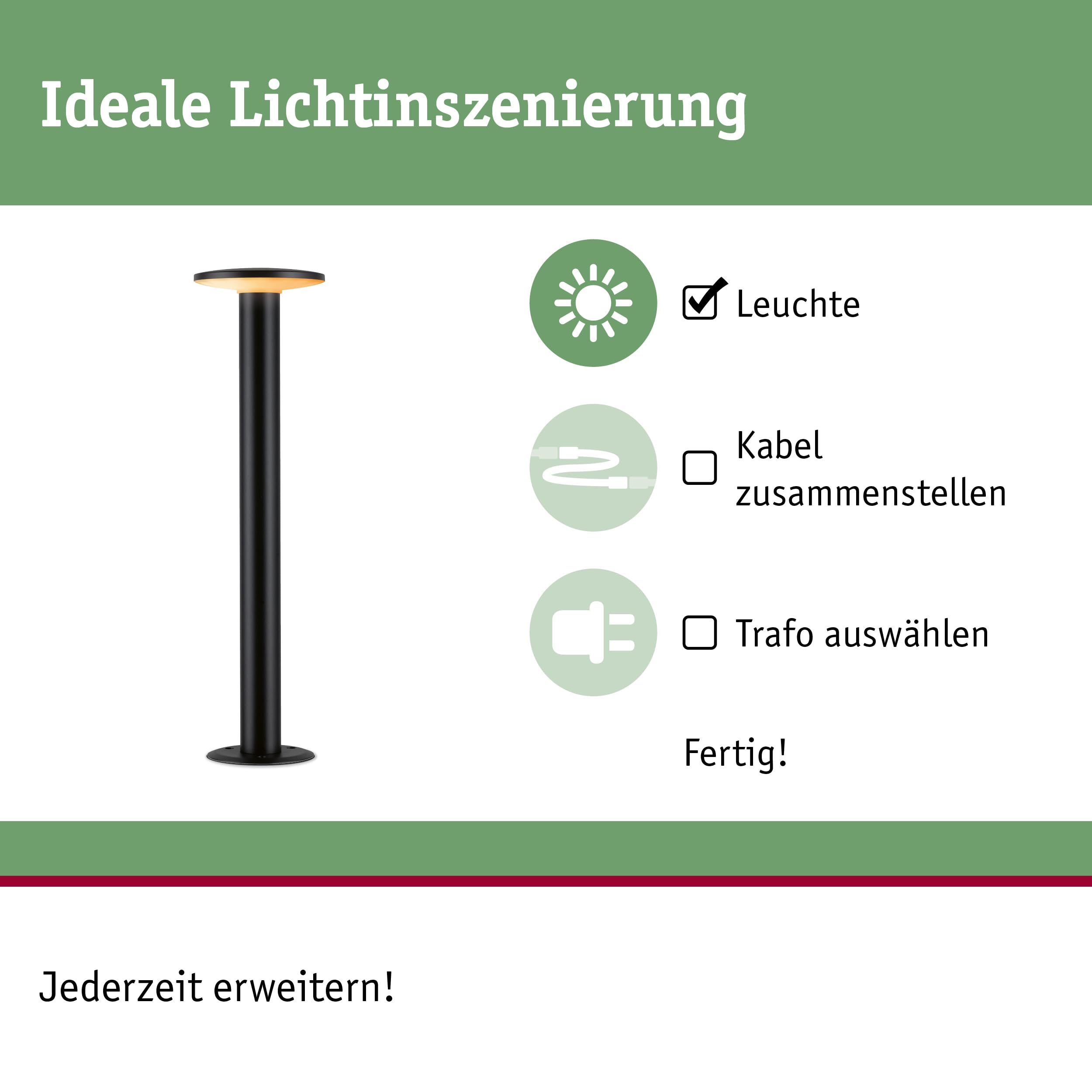 Paulmann 94755 Apparecchio per esterni LED paletto d’illuminazione Smart Home Zigbee Plate illuminazione delicata per gli insetti IP44 600mm Tunable Warm 280 lm 230V dimmerabile antracite metallo