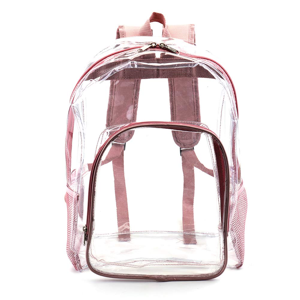 JOMPARO Clear Backpack for Kids Girls Transparent Backpacks Clear Bookbag for School (Rose Gold)