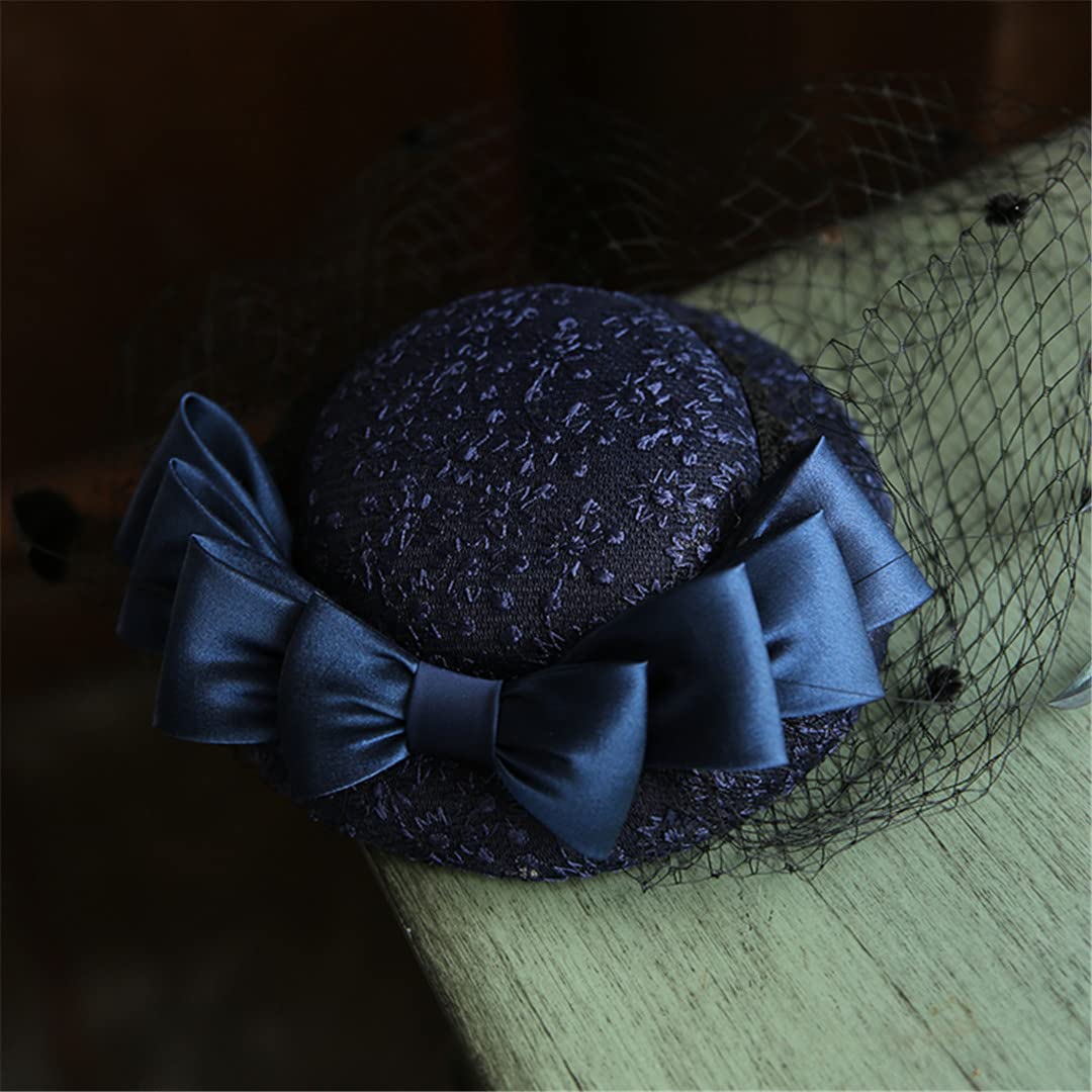 Lmtossey Mesdames Chic Diadème Cocktail Fête De Mariage Église Diadème Tiara Plume Cheveux Garniture Voile Charmant Chapeau