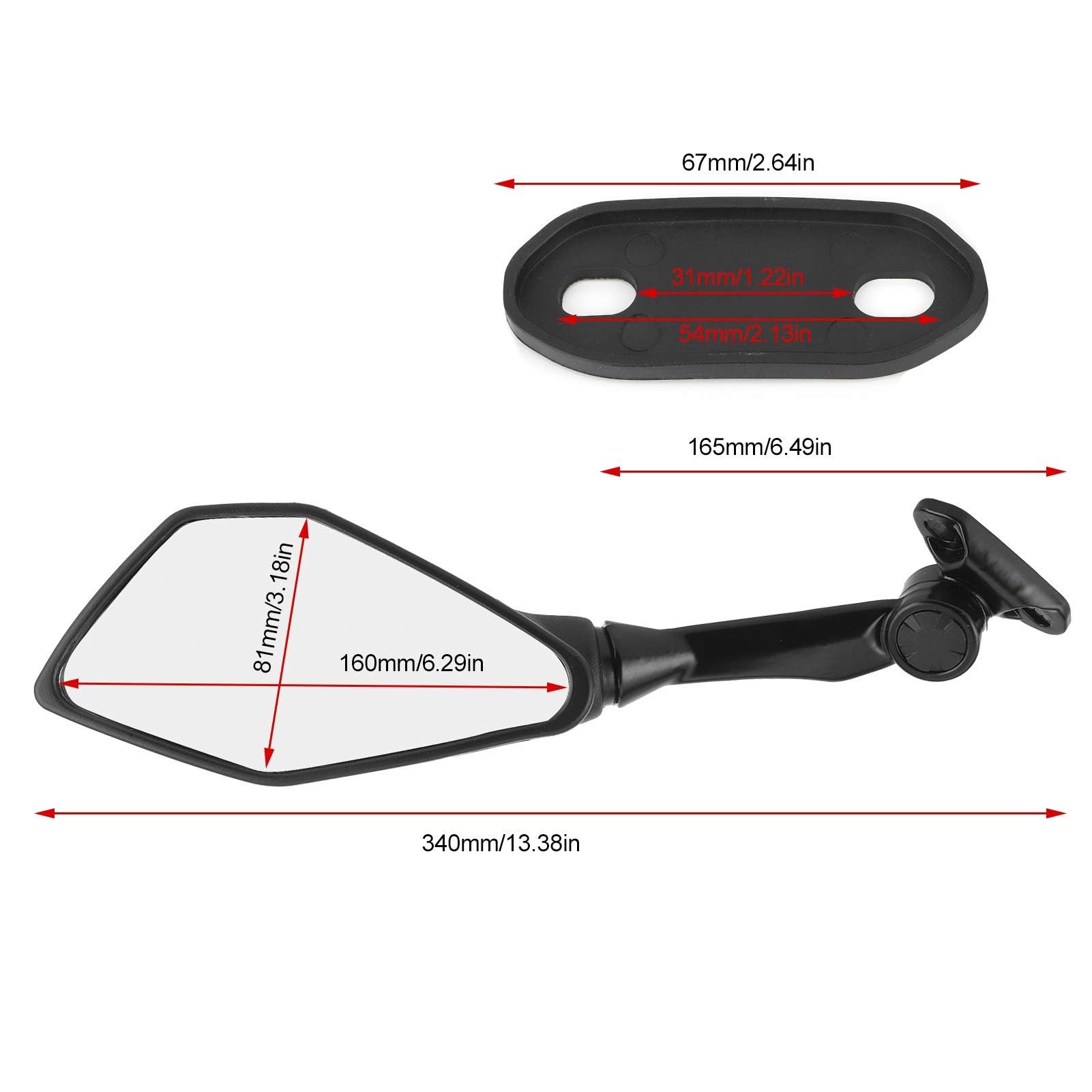 Paire de rétroviseurs de moto universels avec accessoire de remplacement
