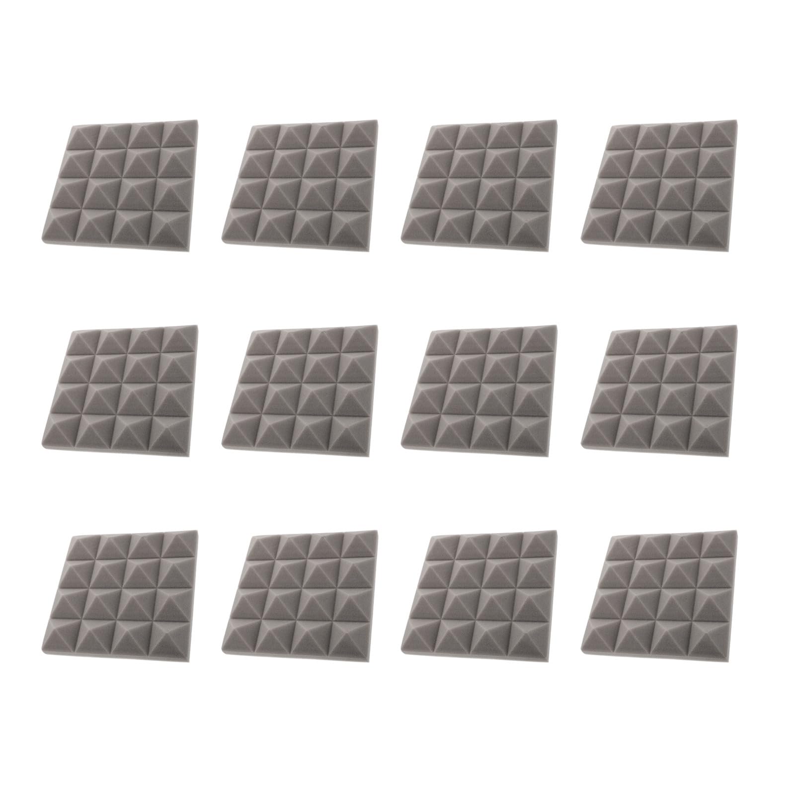 BESTYASH Paneles Acústicos Absorbentes de Poliuretano en Forma de Pirámide 5cm para Aislamiento Acústico y Decoración en Estudios de Grabación 12 Unidades