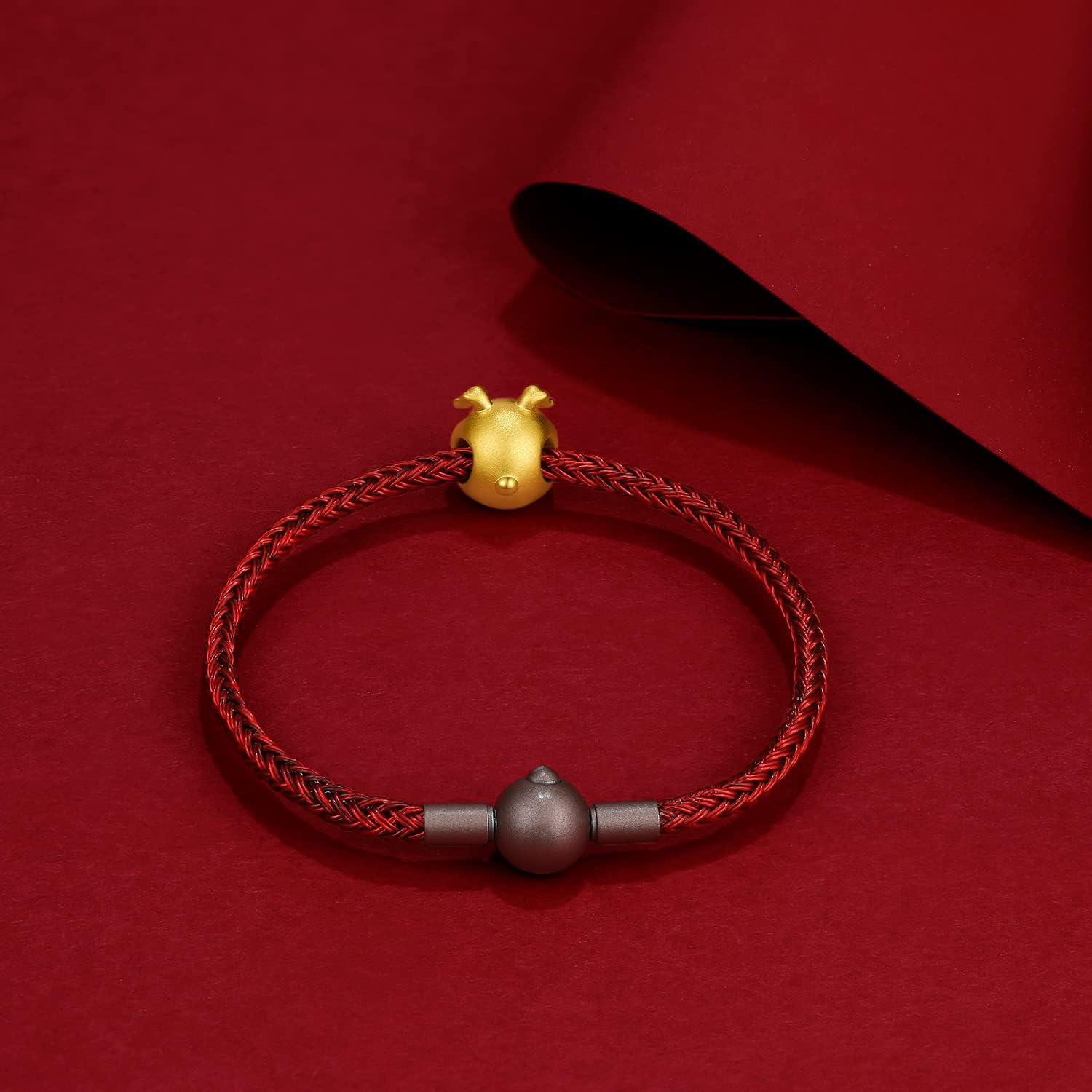 24K Solid Gold Bracelet, Real Pure Gold Jewelry Charm Bracelet Dainty Lucky Chinese Zodiac Rabbit Dragon Dog Piggy for Women Men Girlfriend