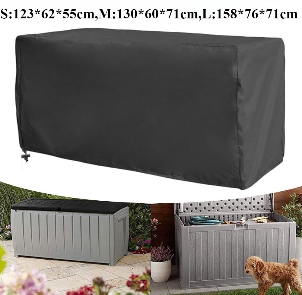 Funda impermeable para caja de cubierta de 210D Oxford, resistente, protector de almacenamiento al aire libre para muebles, funda protectora para caja de almacenamiento de muebles de jardín