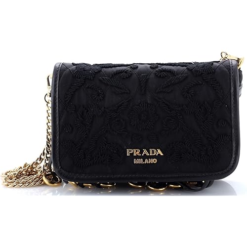 Prada, Pre-Loved Corsaire Belt Bag Embroidered Quilted Tessuto Small, Black